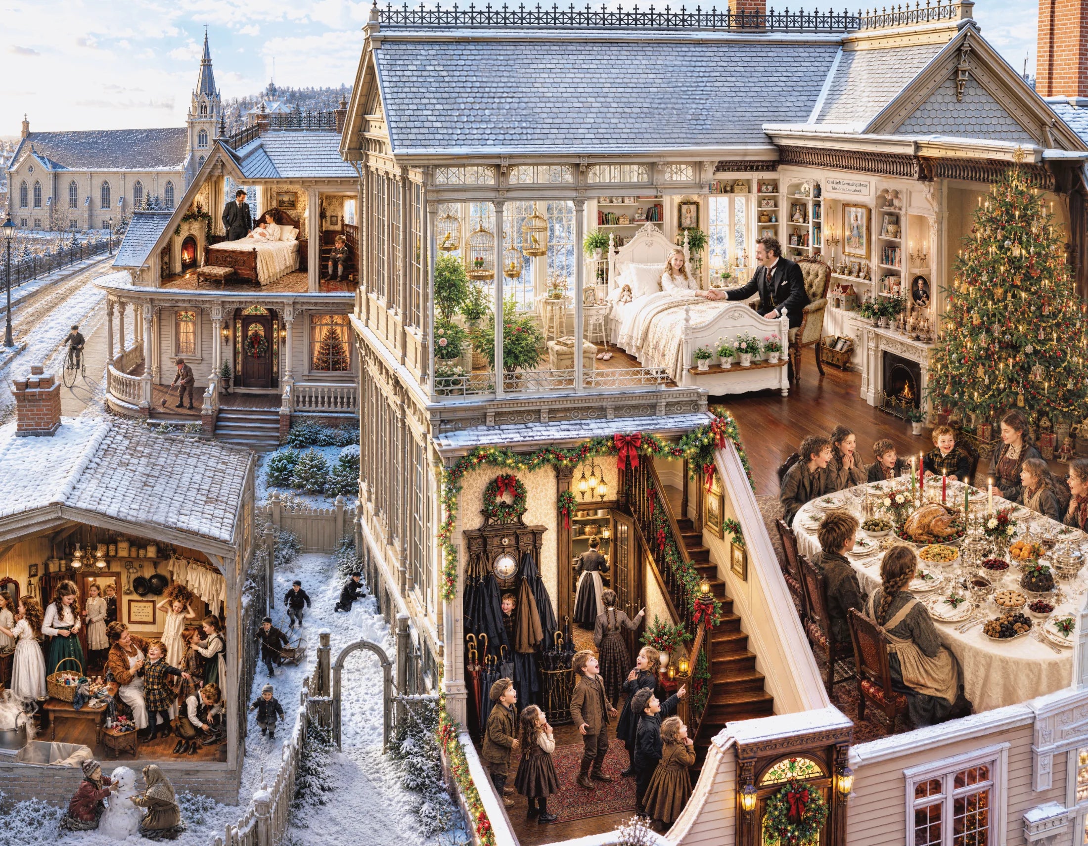 The Birds’ Christmas Carol finished puzzle scene