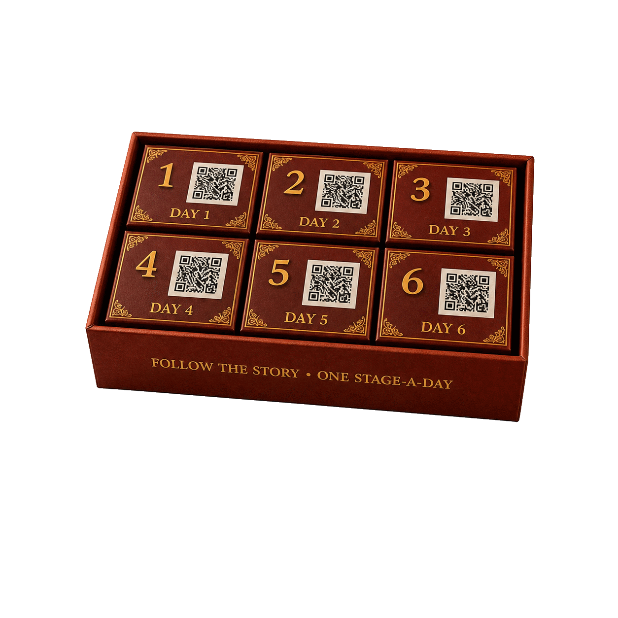 Open StoryPiece box showing six numbered inner boxes